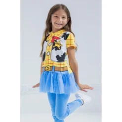 Disney Minnie Mouse Winnie The Pooh Pixar Toy Story Mickey Mouse Baby Girls Cosplay T-Shirt Dress And Leggings Outfit Set Infant