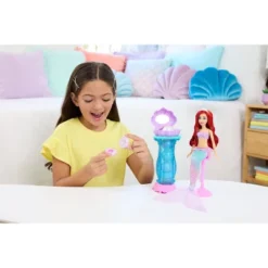 Disney Princess Ariel Vanity Pop Mermaid 11.8" Fashion  Doll And Vanity With 5 Pop-Up Surprises